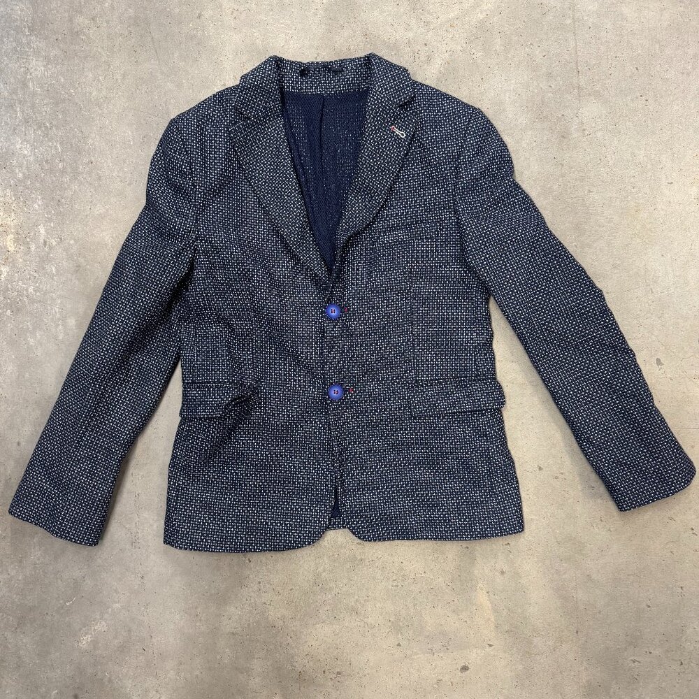 Moustache Boys Navy Patterned Blazer | Size 10 | Like New